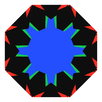 Light Return map of the BL-Octagonal Kite Cut in emerald, a computed render.