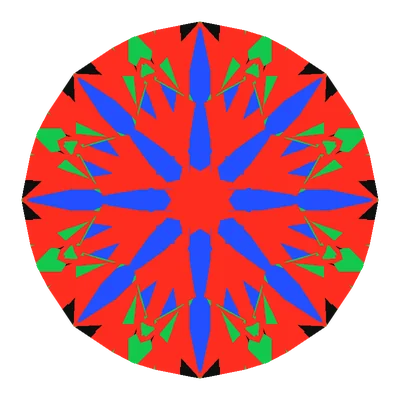 T105 Round Brilliant Cut, face-up Light Return map in diamond