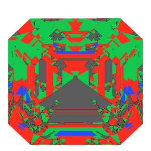 Asscher cut in cubic zirconia tilted 20 degrees: Light Return map, 23% of the face leaking