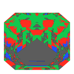 Asscher cut in cubic zirconia tilted 30 degrees: Light Return map, 34% of the face leaking