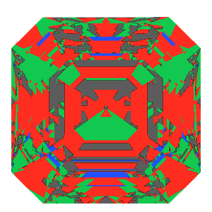 Asscher cut in diamond tilted 10 degrees: Light Return map, 19% of the face leaking