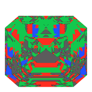 Asscher cut in diamond tilted 30 degrees: Light Return map, 26% of the face leaking