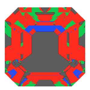 Asscher cut in emerald tilted 10 degrees: Light Return map, 32% of the face leaking