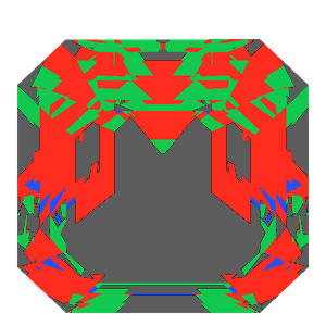 Asscher cut in emerald tilted 20 degrees: Light Return map, 40% of the face leaking