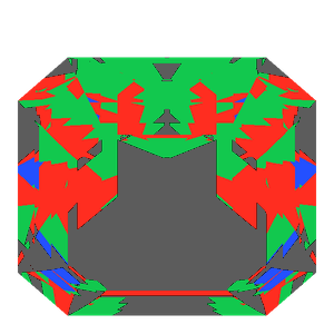 Asscher cut in emerald tilted 30 degrees: Light Return map, 40% of the face leaking