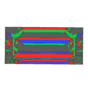 Baguette cut in diamond tilted 20 degrees: Light Return map, 44% of the face leaking