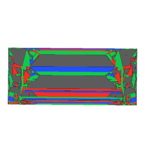 Baguette cut in diamond tilted 30 degrees: Light Return map, 44% of the face leaking