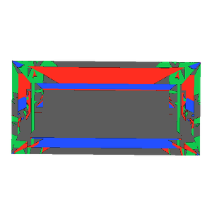 Baguette cut in emerald tilted 10 degrees: Light Return map, 56% of the face leaking