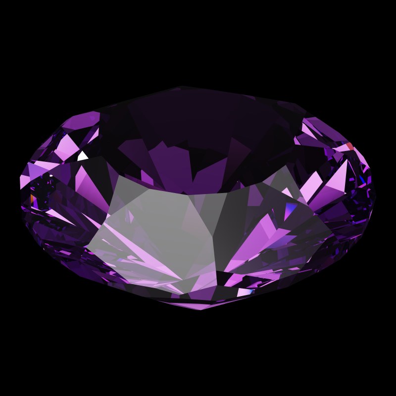 The DG-Anteros in amethyst, rendered at an angle in our 3D Gemstone Simulator under studio light