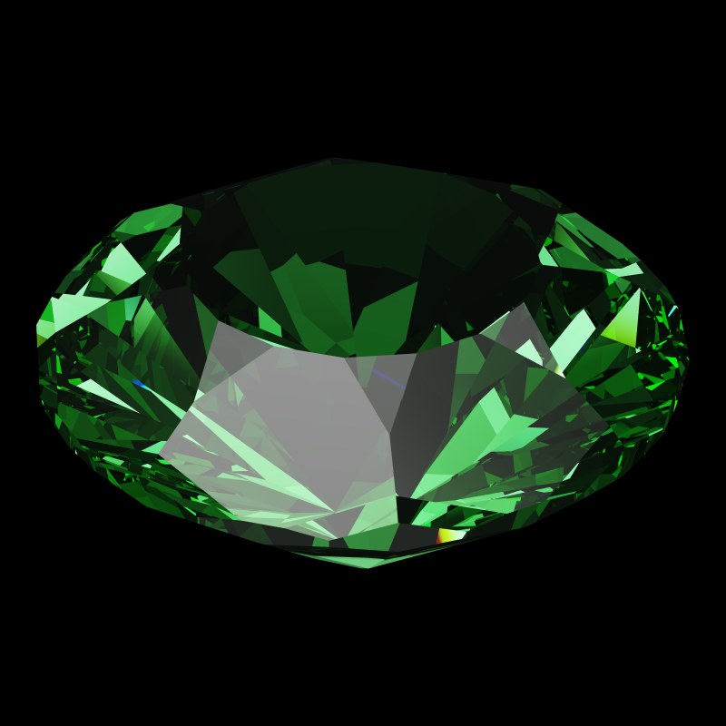 The DG-Anteros in emerald, rendered at an angle in our 3D Gemstone Simulator under studio light