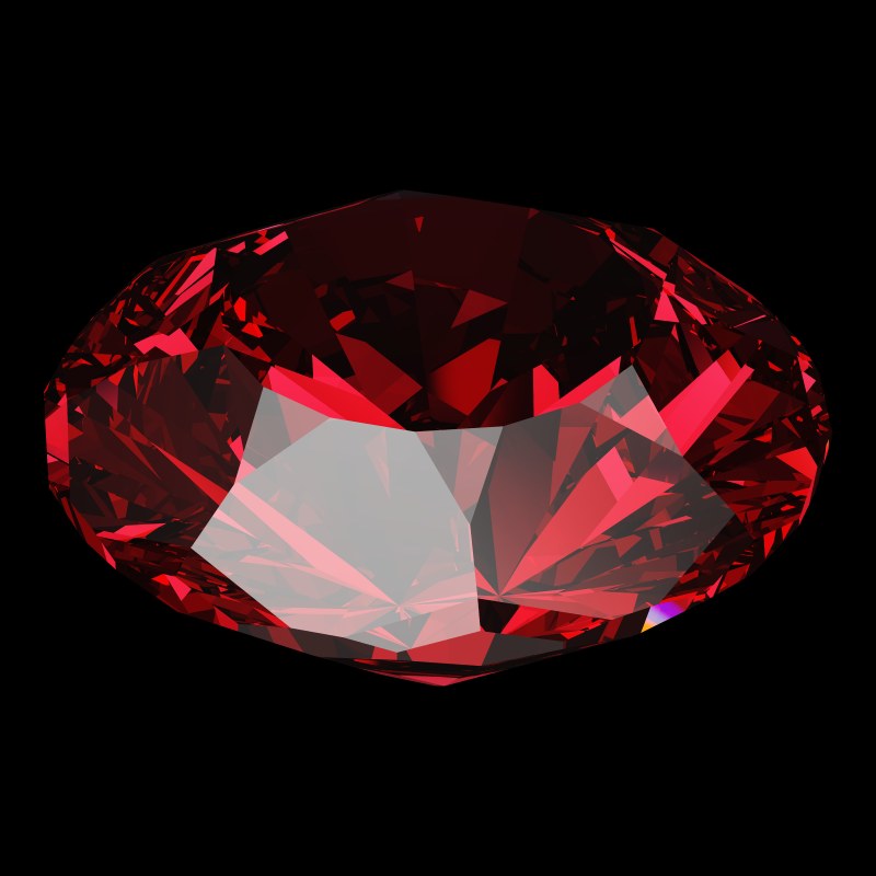 The DG-Anteros in ruby, rendered at an angle in our 3D Gemstone Simulator under studio light