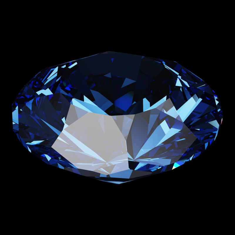 The DG-Anteros in sapphire, rendered at an angle in our 3D Gemstone Simulator under studio light