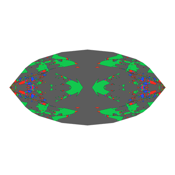 Dg-bowtie in amethyst face-up Light Return map: red, green and blue show where the light returns from, grey shows where it leaks (Brilliance 12)