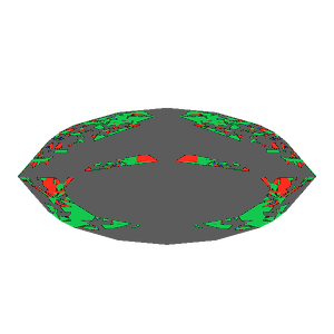 Dg-bowtie in amethyst tilted 20 degrees: Light Return map, 78% of the face leaking
