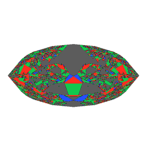 Dg-bowtie in cubic zirconia tilted 10 degrees: Light Return map, 45% of the face leaking