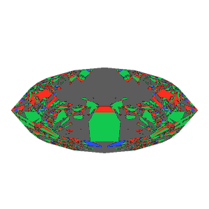 Dg-bowtie in cubic zirconia tilted 20 degrees: Light Return map, 48% of the face leaking