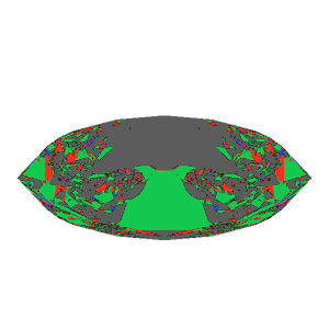 Dg-bowtie in cubic zirconia tilted 30 degrees: Light Return map, 48% of the face leaking