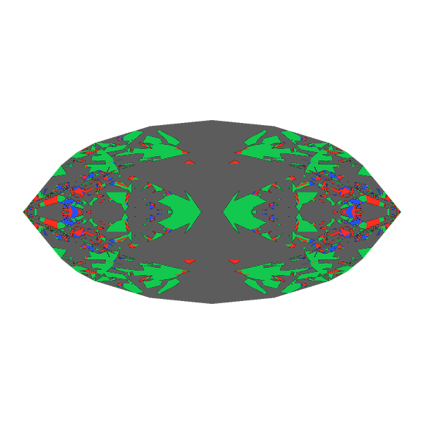 Dg-bowtie in emerald face-up Light Return map: red, green and blue show where the light returns from, grey shows where it leaks (Brilliance 13)