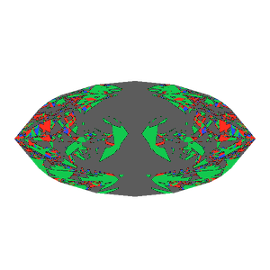 Dg-bowtie in ruby tilted 10 degrees: Light Return map, 56% of the face leaking
