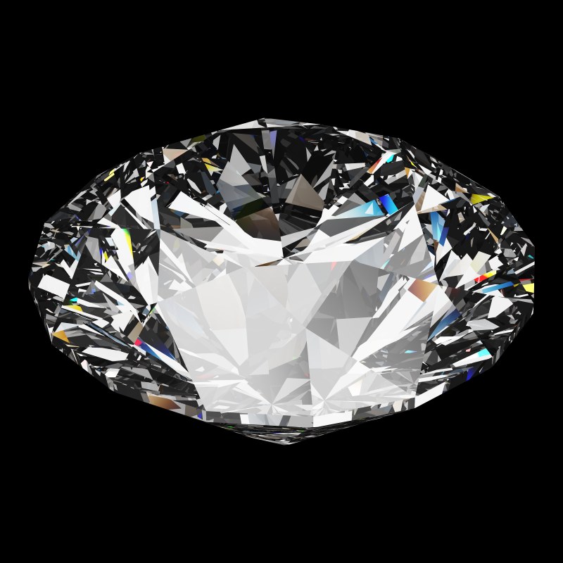 The DG-Broken Hearts and Arrows in diamond, rendered at an angle in our 3D Gemstone Simulator under studio light