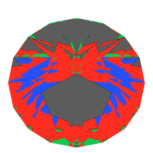 Dg-broken hearts and arrows in emerald tilted 20 degrees: Light Return map, 34% of the face leaking