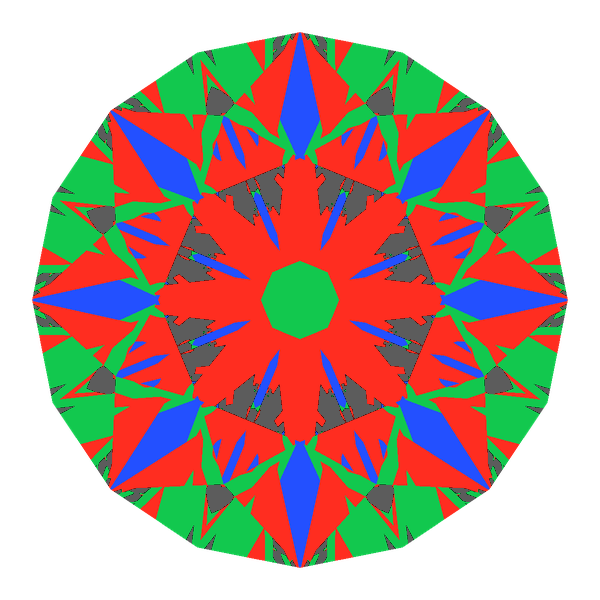 Dg-broken hearts and arrows in moissanite face-up Light Return map: red, green and blue show where the light returns from, grey shows where it leaks (Brilliance 88)