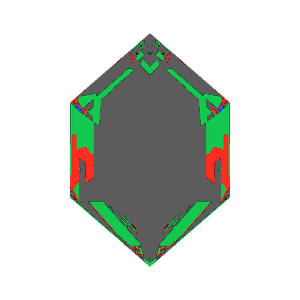 Dg-elongated hexagon in amethyst tilted 30 degrees: Light Return map, 73% of the face leaking