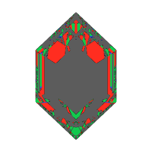 Dg-elongated hexagon in diamond tilted 20 degrees: Light Return map, 68% of the face leaking