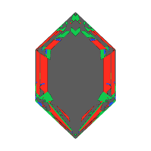 Dg-elongated hexagon in emerald tilted 20 degrees: Light Return map, 68% of the face leaking