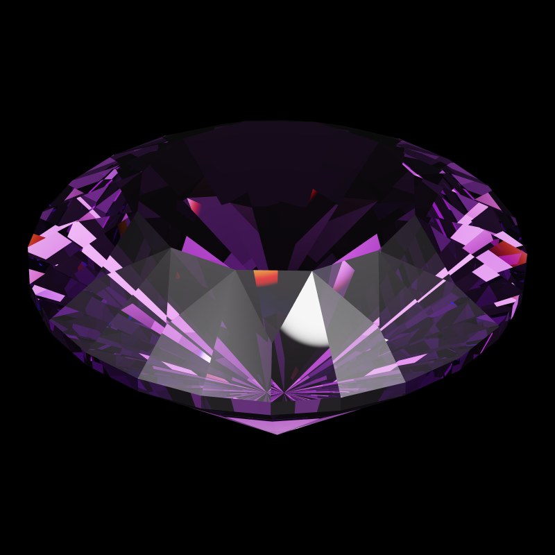 The DG-M5 in amethyst, rendered at an angle in our 3D Gemstone Simulator under studio light