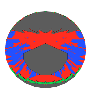 Dg-m5 in amethyst tilted 20 degrees: Light Return map, 43% of the face leaking