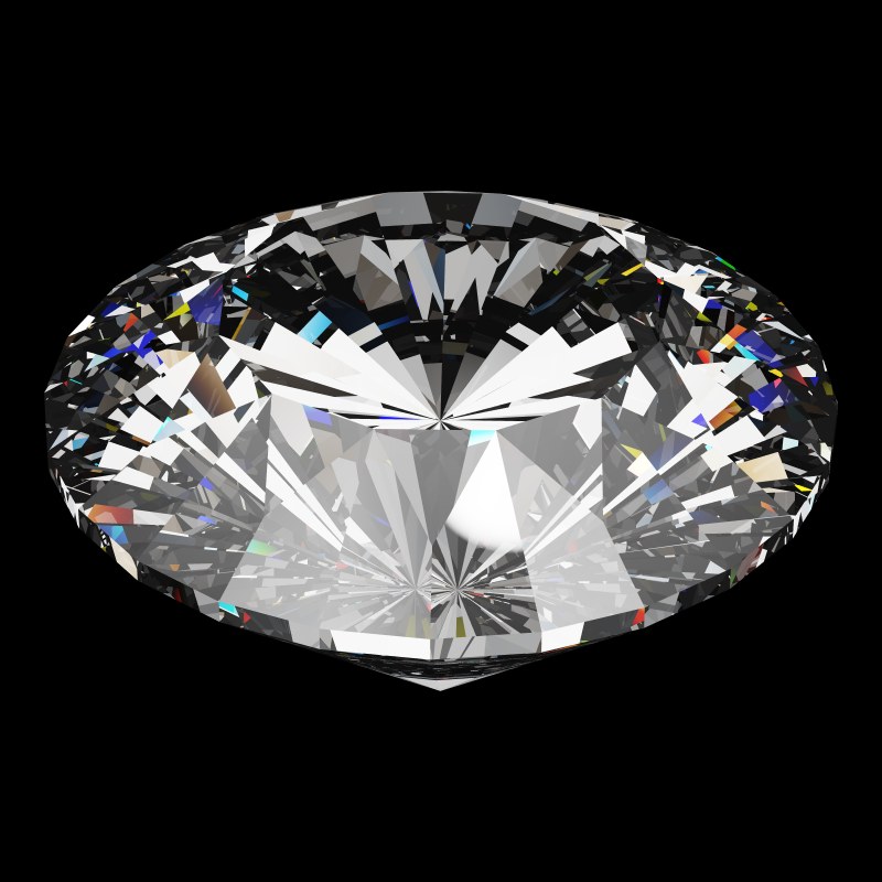 The DG-M5 in cubic zirconia, rendered at an angle in our 3D Gemstone Simulator under studio light