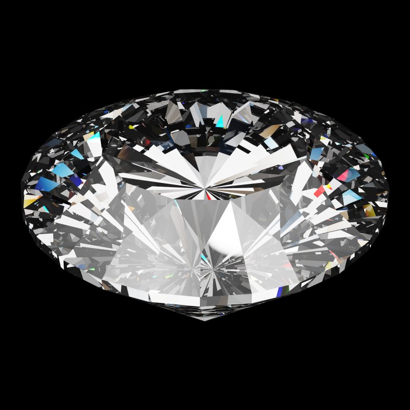 The DG-M5 in diamond, rendered at an angle in our 3D Gemstone Simulator under studio light