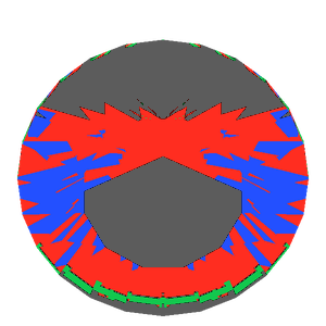 Dg-m5 in emerald tilted 20 degrees: Light Return map, 42% of the face leaking