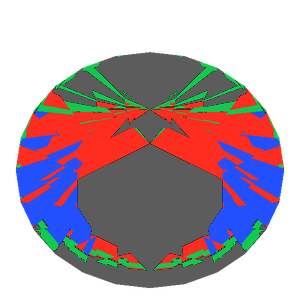 Dg-m5 in emerald tilted 30 degrees: Light Return map, 45% of the face leaking