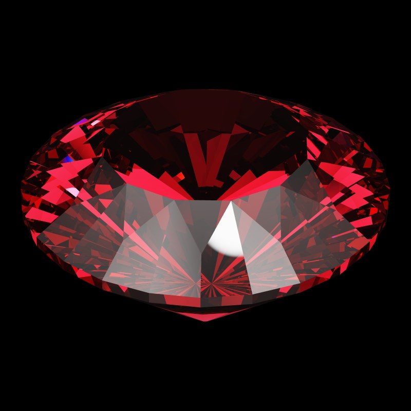 The DG-M5 in ruby, rendered at an angle in our 3D Gemstone Simulator under studio light
