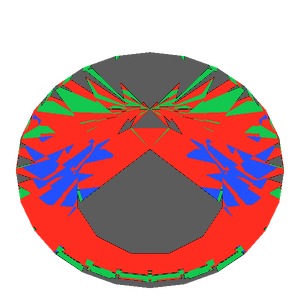 Dg-m5 in ruby tilted 30 degrees: Light Return map, 31% of the face leaking