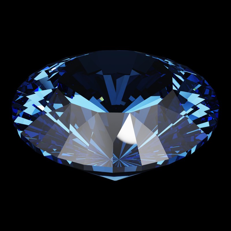 The DG-M5 in sapphire, rendered at an angle in our 3D Gemstone Simulator under studio light