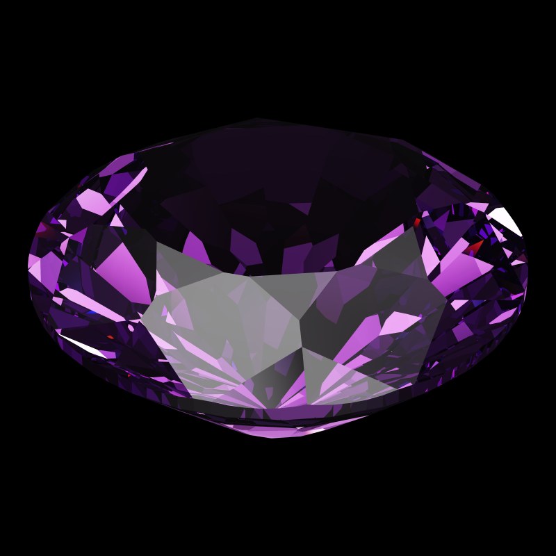 The DG-Miliano in amethyst, rendered at an angle in our 3D Gemstone Simulator under studio light
