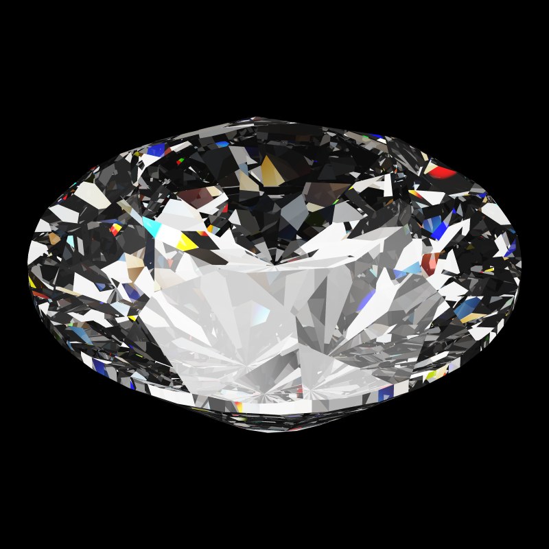 The DG-Miliano in cubic zirconia, rendered at an angle in our 3D Gemstone Simulator under studio light