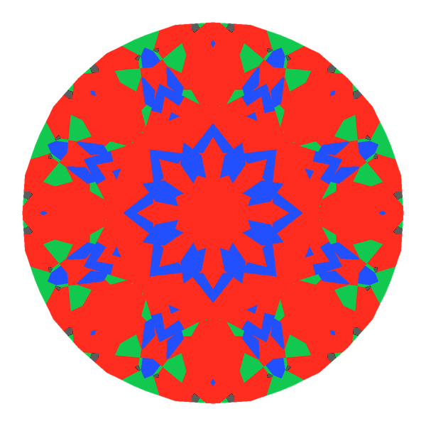 Dg-miliano in diamond face-up Light Return map: red, green and blue show where the light returns from, grey shows where it leaks (Brilliance 95)