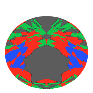 Dg-miliano in emerald tilted 30 degrees: Light Return map, 39% of the face leaking