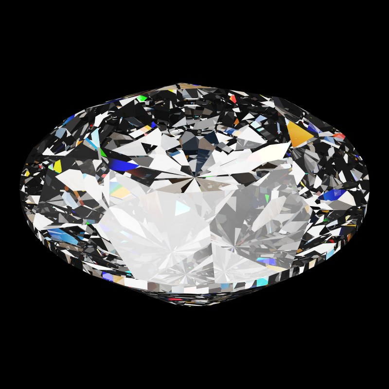 The DG-Miliano in moissanite, rendered at an angle in our 3D Gemstone Simulator under studio light