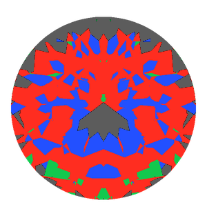 Dg-miliano in ruby tilted 10 degrees: Light Return map, 16% of the face leaking