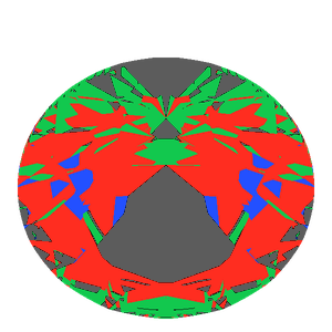 Dg-miliano in ruby tilted 30 degrees: Light Return map, 26% of the face leaking