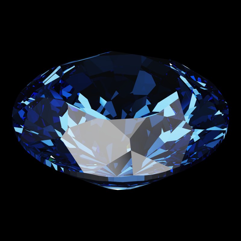 The DG-Miliano in sapphire, rendered at an angle in our 3D Gemstone Simulator under studio light