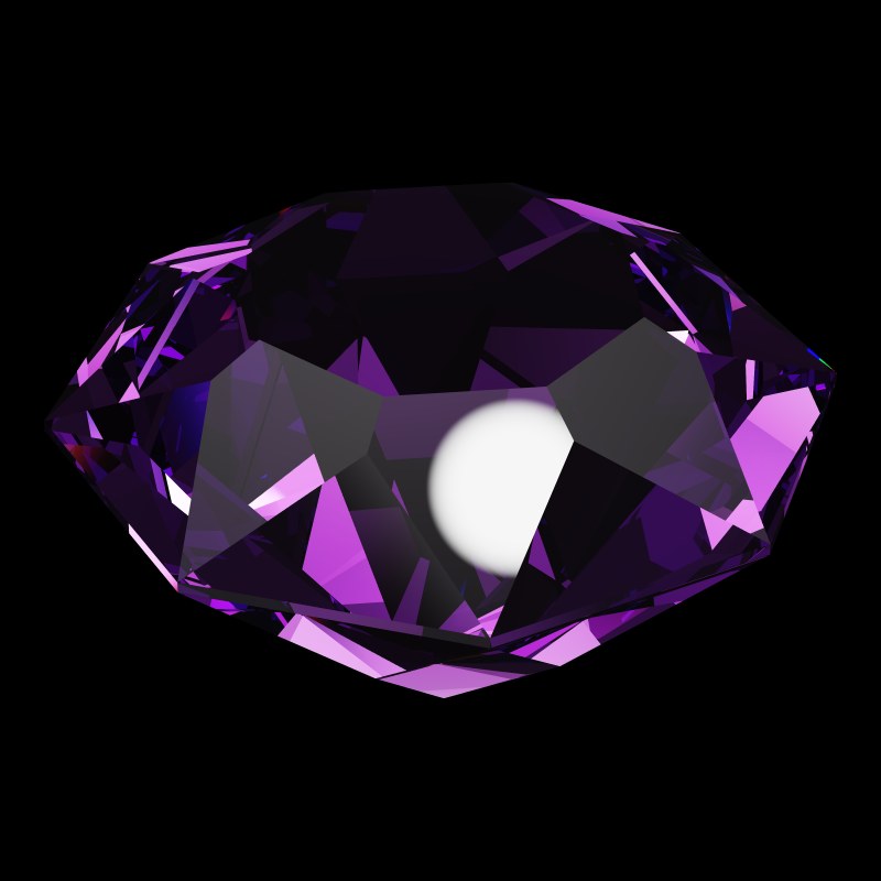 The DG-Octagonal Kite in amethyst, rendered at an angle in our 3D Gemstone Simulator under studio light
