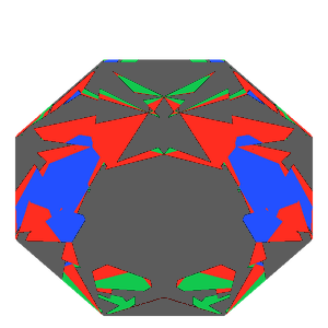 Dg-octagonal kite in amethyst tilted 30 degrees: Light Return map, 58% of the face leaking