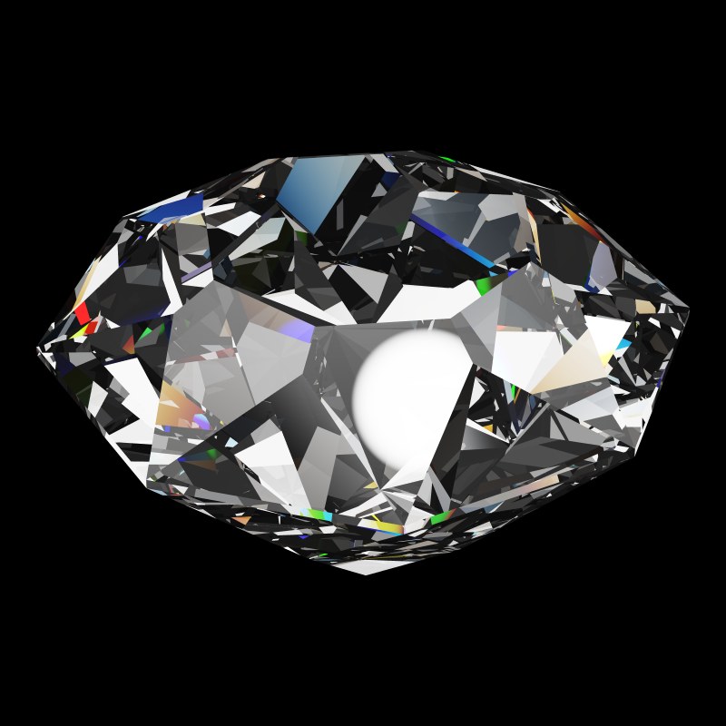 The DG-Octagonal Kite in cubic zirconia, rendered at an angle in our 3D Gemstone Simulator under studio light