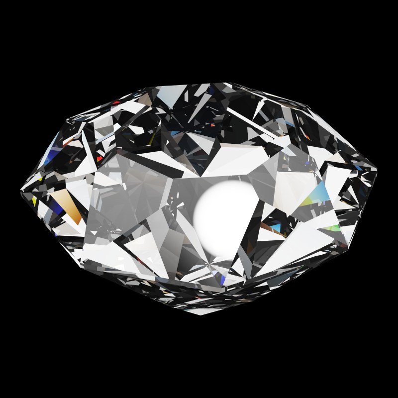 The DG-Octagonal Kite in diamond, rendered at an angle in our 3D Gemstone Simulator under studio light